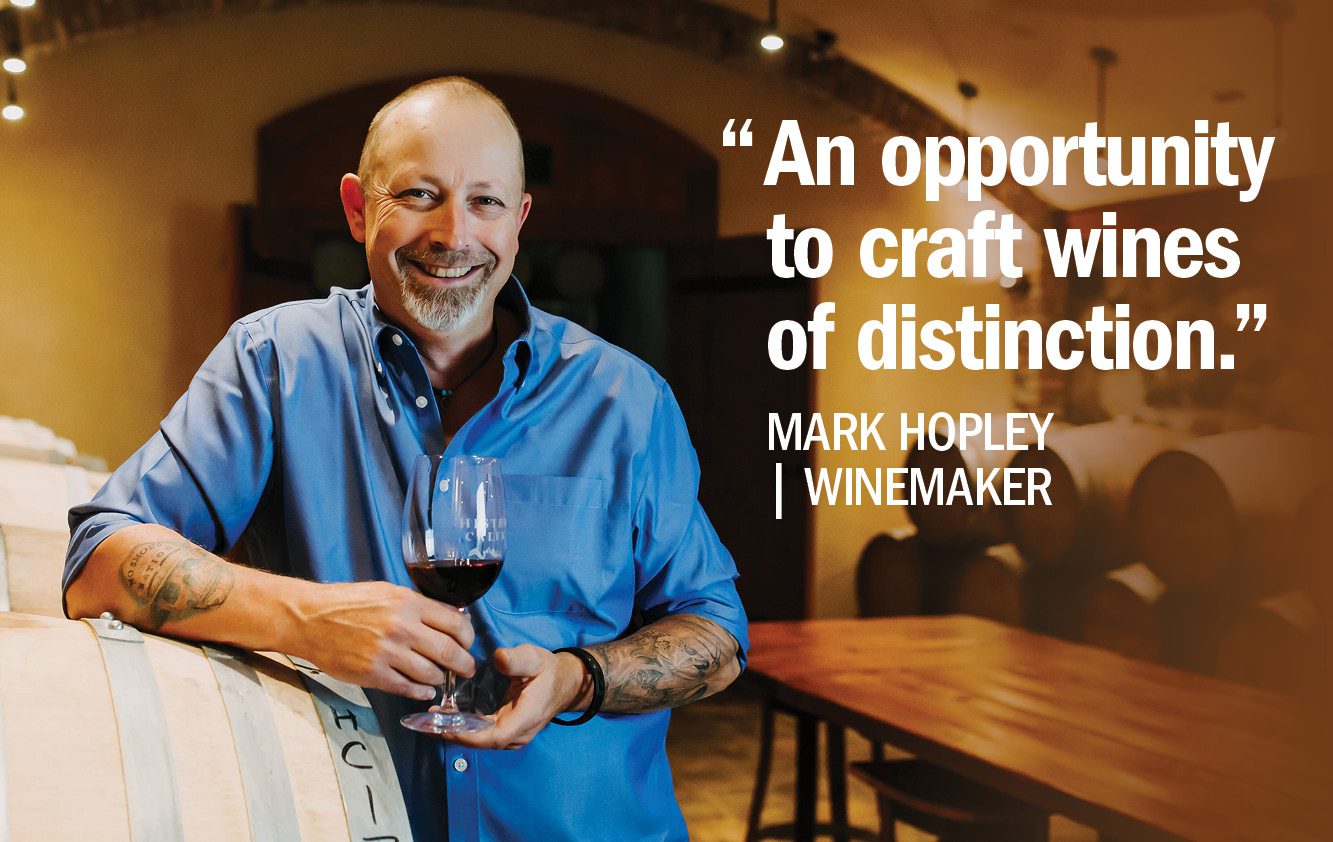 Mark Hopley, Winemaker, quote in Bench Club Lounge at Hester Creek