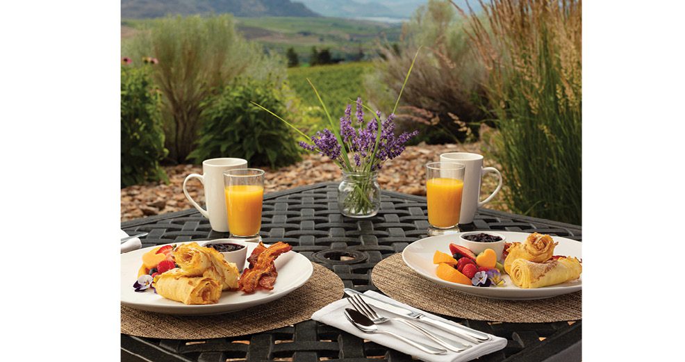 Gourmet breakfast on the private patio of the Executive Suite at The Villa