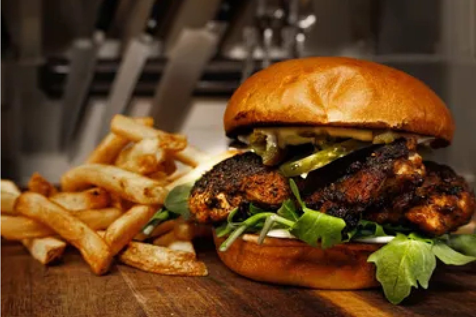 Hamburger and fries