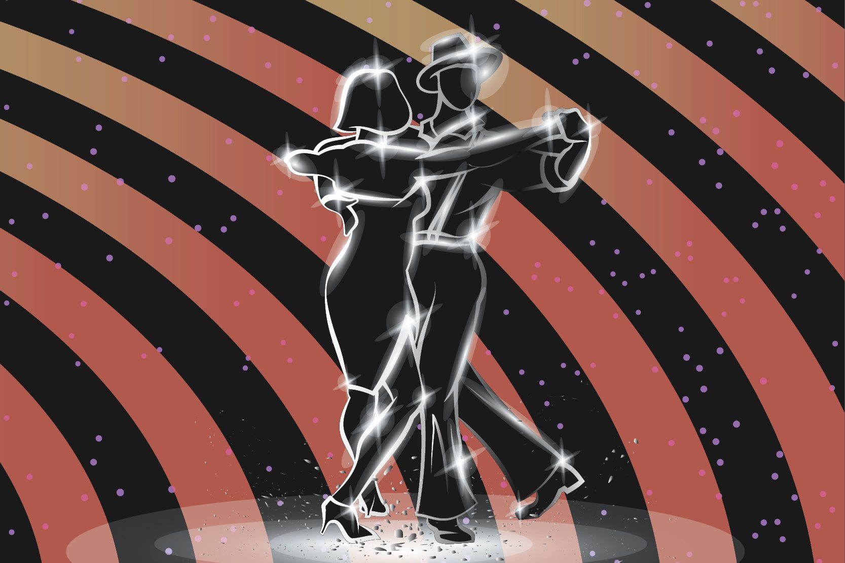 Silhouette of two salsa dancers